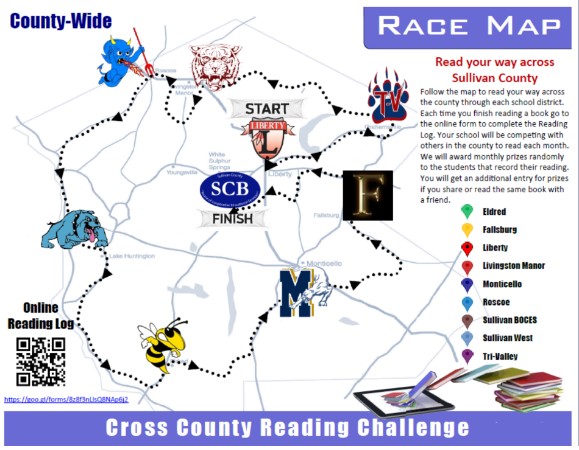 A map of sullivan county with all school districts marked