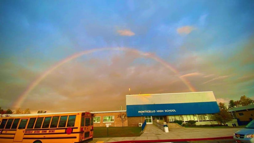 a rainbow over monticello high school