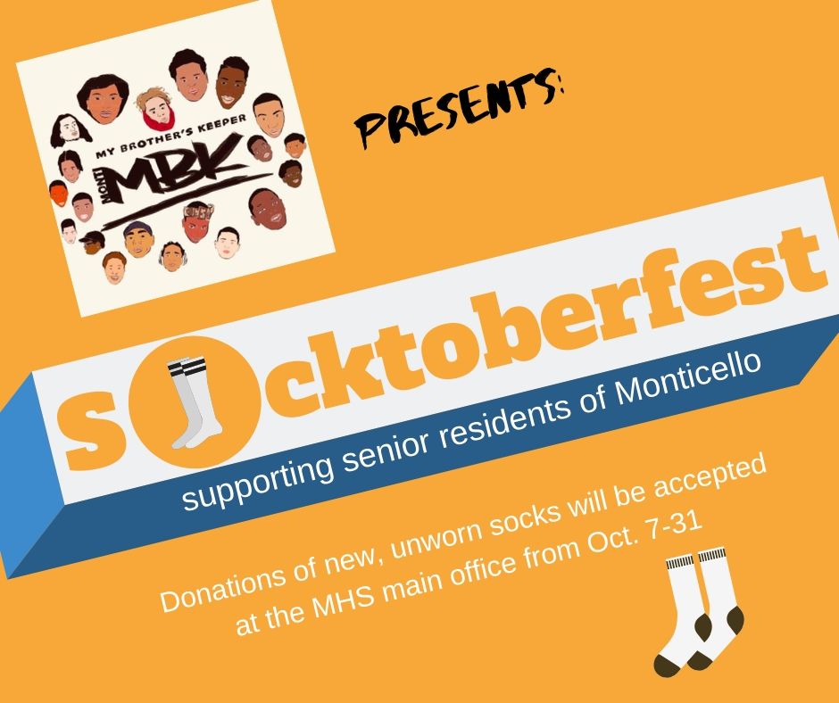 image of monticello my brothers keeper logo with text "socktoberfest" 