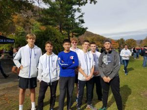 the boys cross country team gets ready to race 
