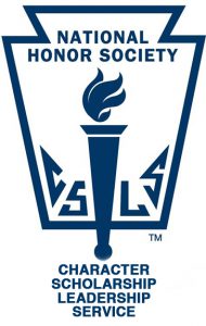 A blue logo with a torch saying National Honor Society