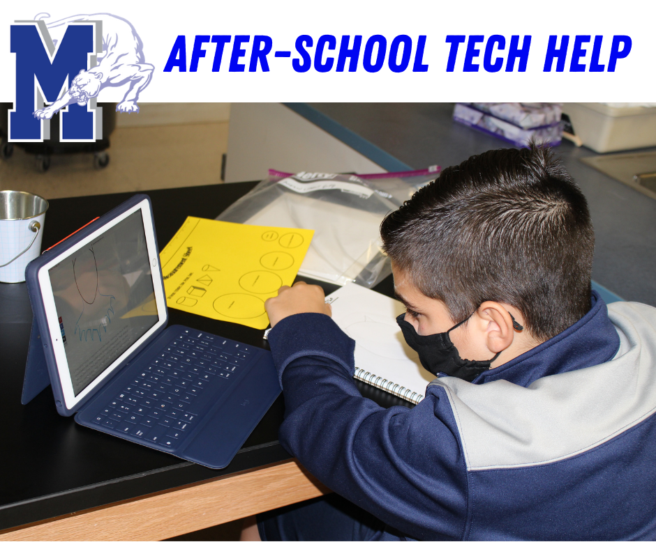 a boy is sitting at a desk and looking at a computer screen