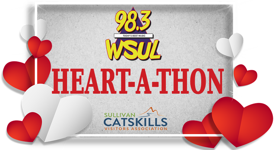 logo for the heart a thon. There is the text Heart a Thon with red hearts 