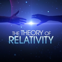the background is a dark sky with a shining star in the center. Two hands are outstretched towards the star and the text "The Theory of Relativity" is across. 