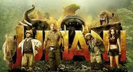 photo of the promotional logo for the movie jumanji