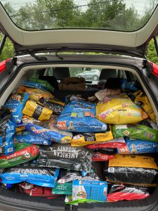 a car trunk filled with food