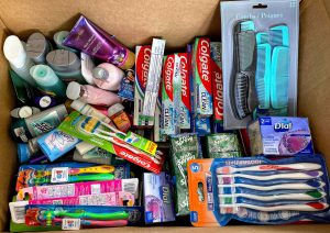 a box filled with toiletry items 