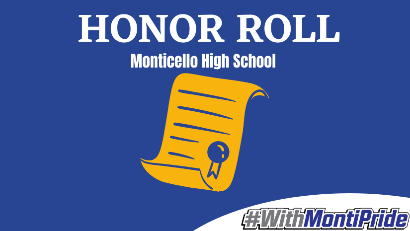 icon of a scroll with text "Honor Roll Monticello High School"
