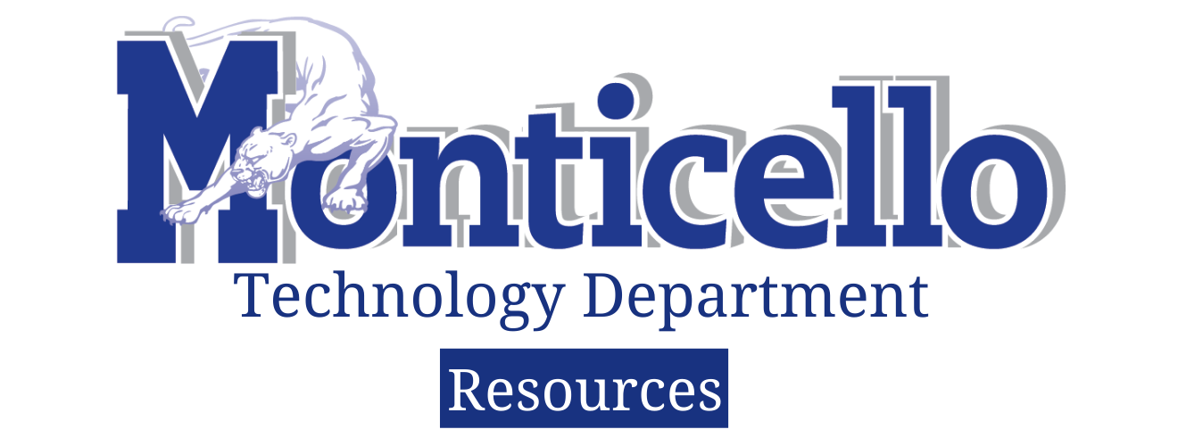 The Monticello logo with text Technology Department Resources