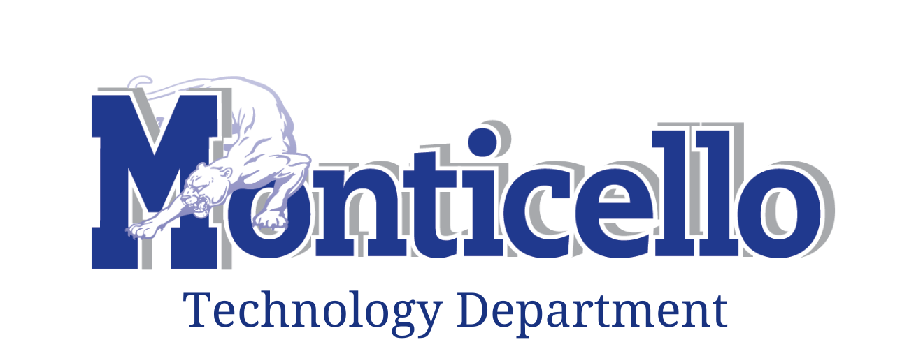Monticello logo with text "technology department"