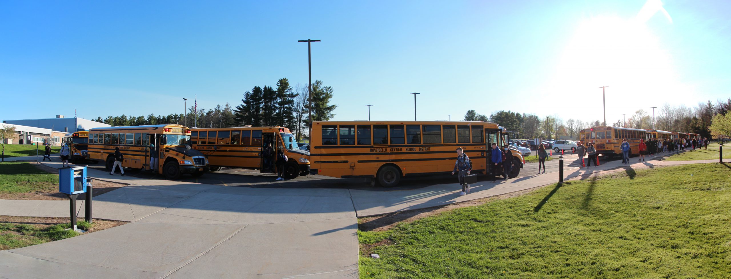 school buses outside of the high school