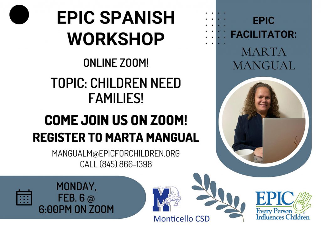 EPIC Workshop in Spanish on Monday, Feb. 6 at 6pm via Zoom.