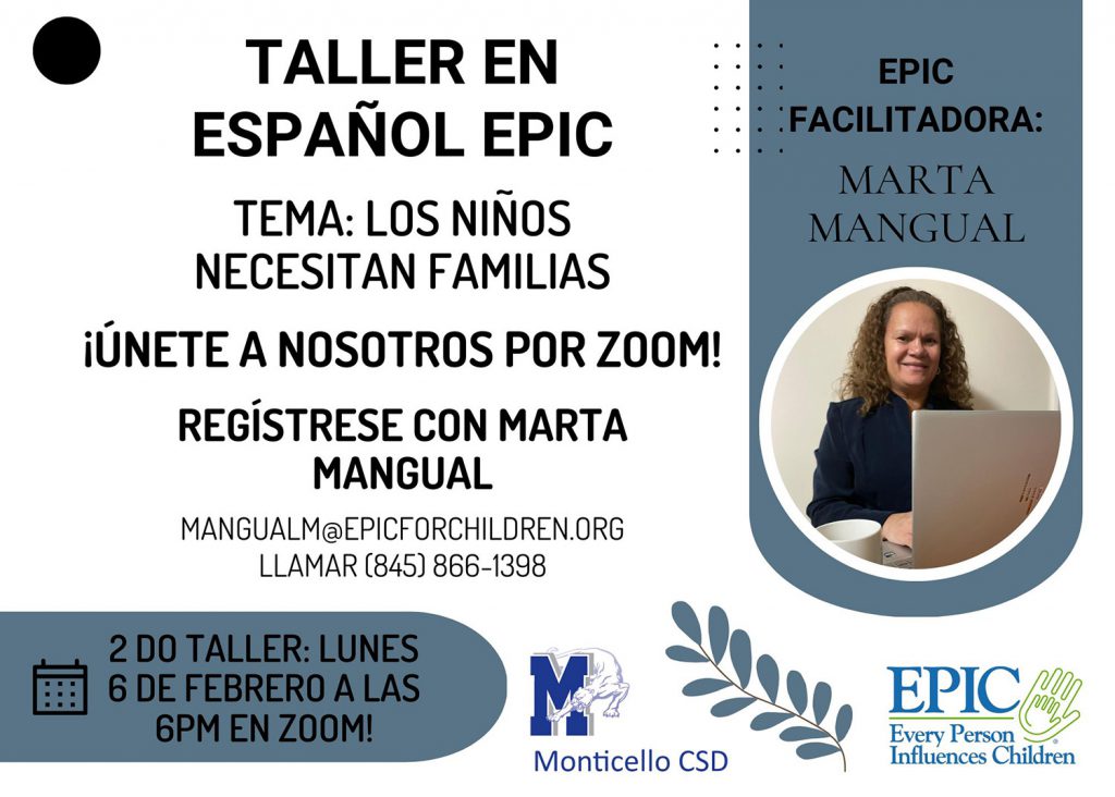 EPIC Workshop in Spanish on Monday, Feb. 6 at 6pm via Zoom.
