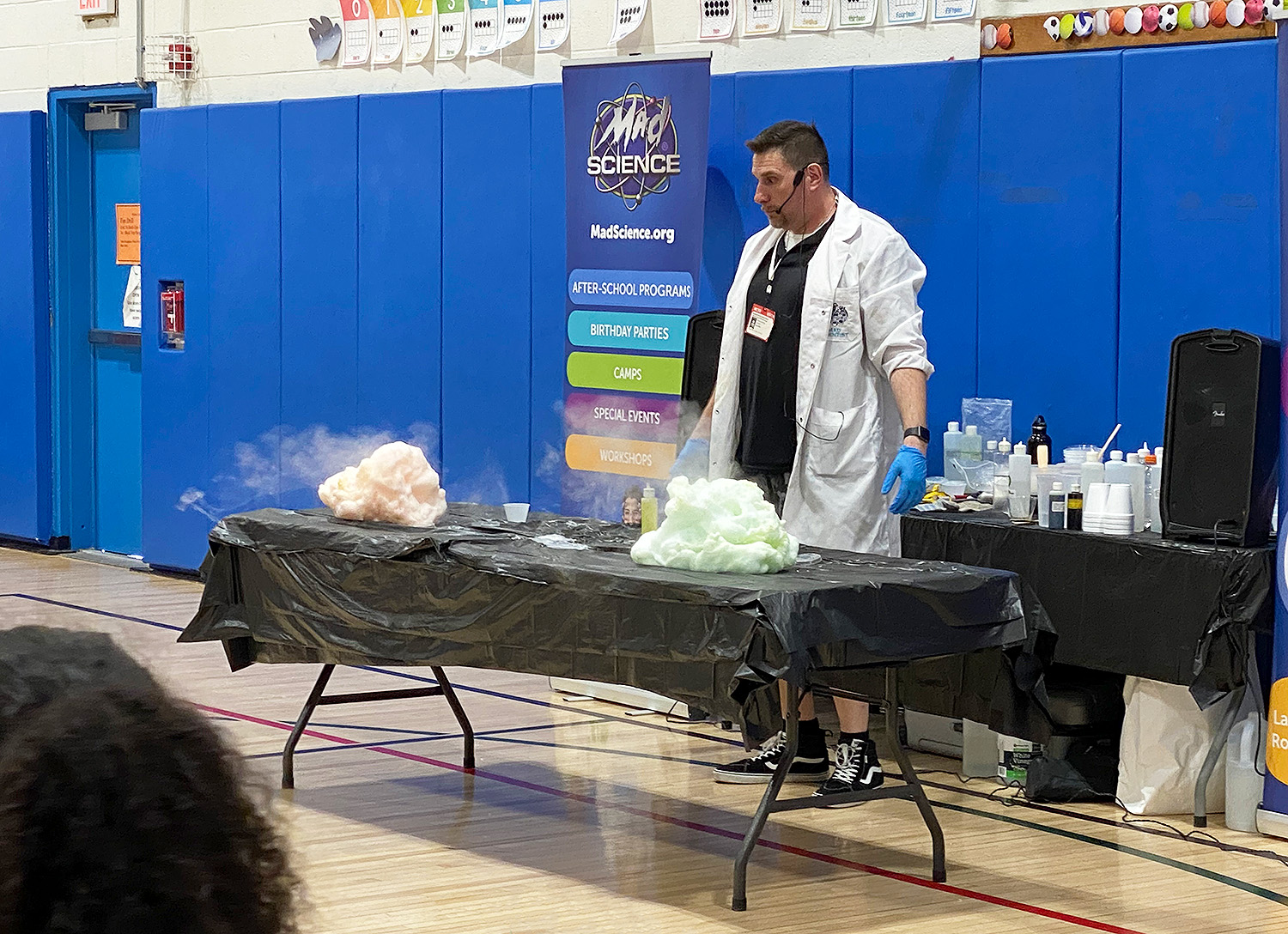 Students go "mad" for Rocket Ron from Mad Science and his fascinating