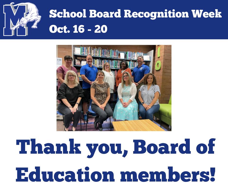 photo of the board of education with text "Thank you board of Education members"