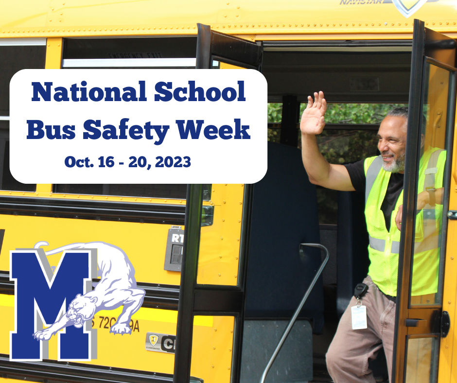 a school bus driver is standing at the edge of a school bus and waving. 