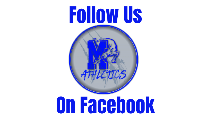 The Monticello athletics logo with text "Follow Us on Facebook"