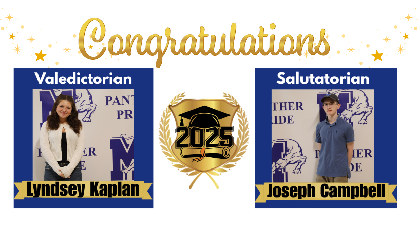 images of Lyndsey Kaplan and Joseph Campbell. Text reads congratulations valedictorian salutatorian