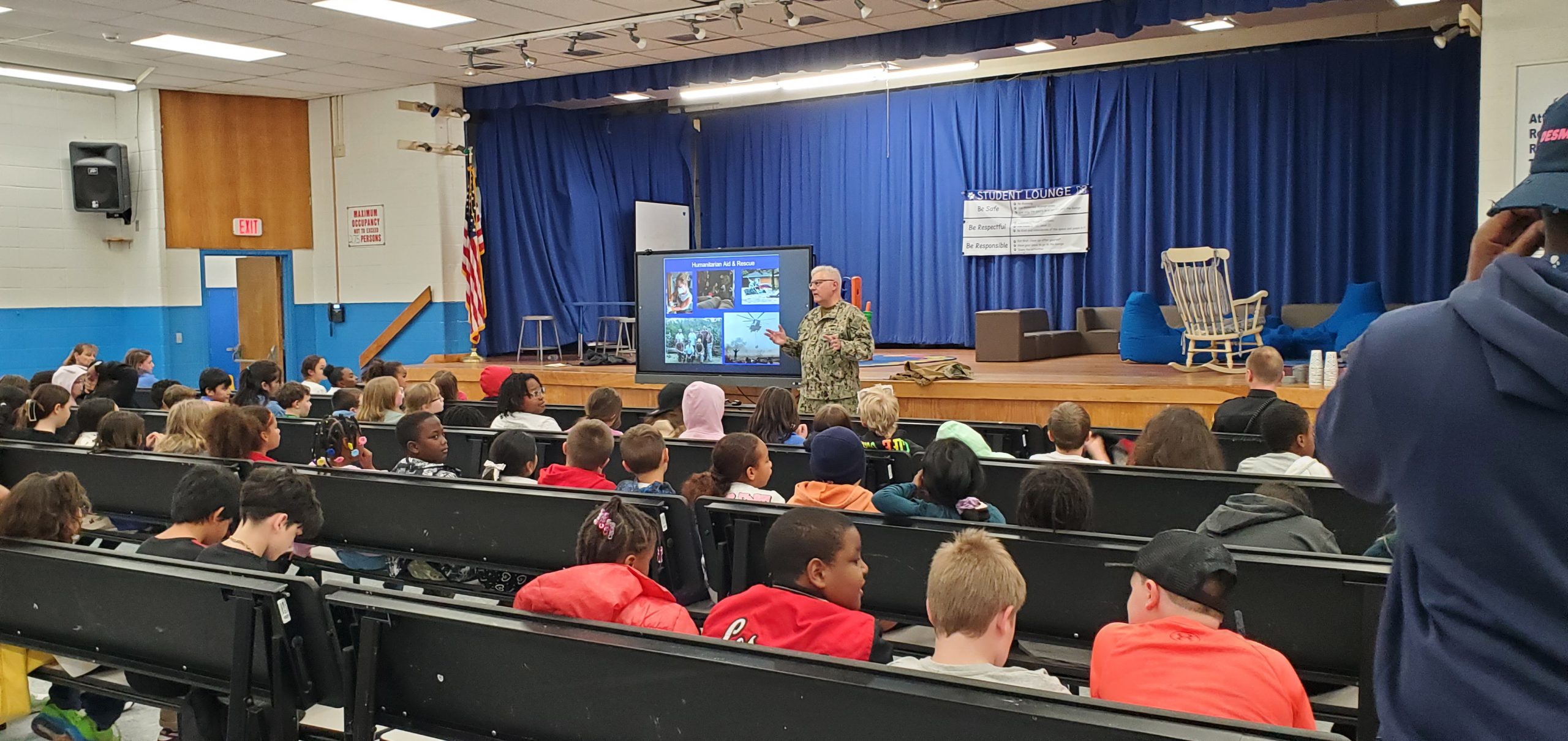 a veteran addresses the students at KLR