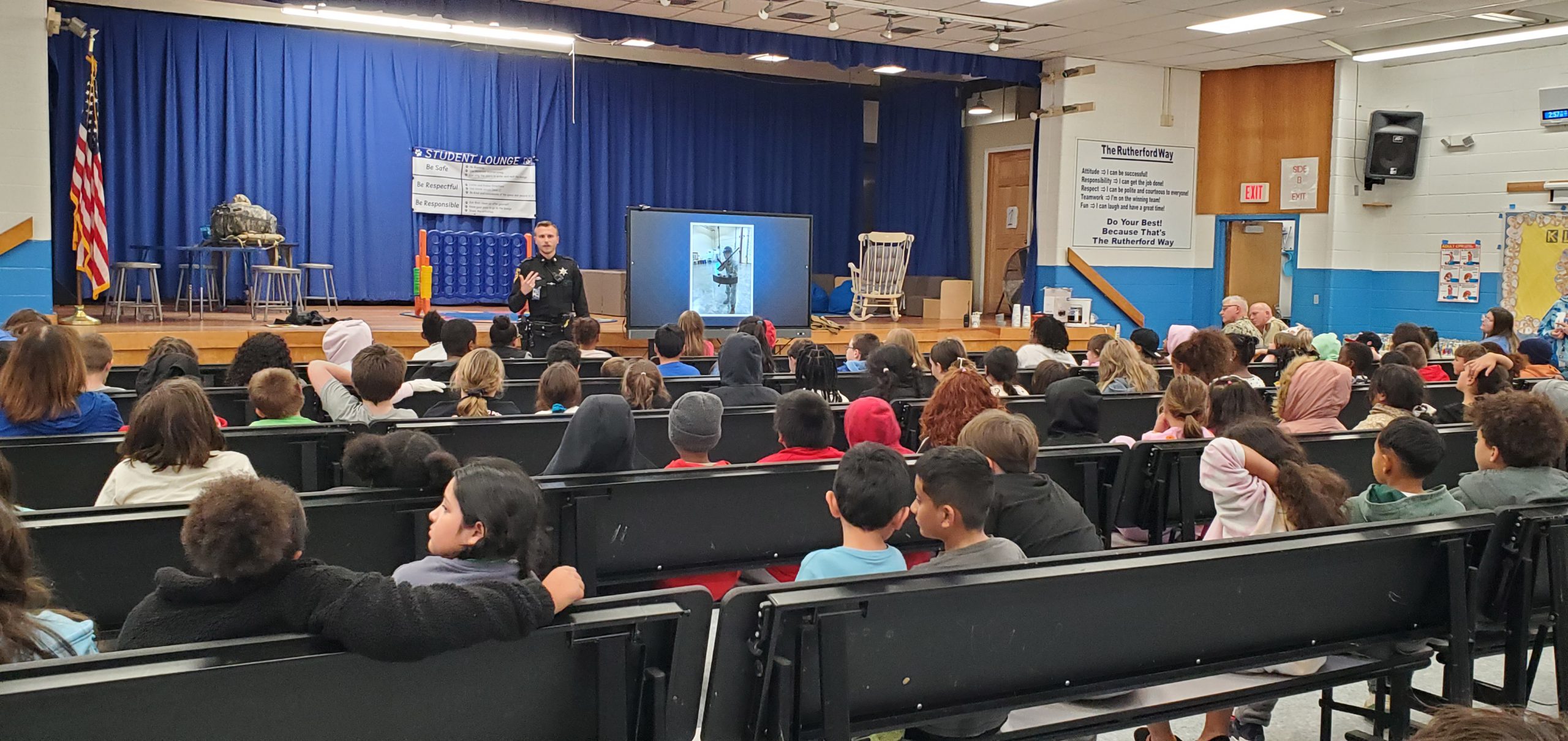 a veteran addresses students at KLR