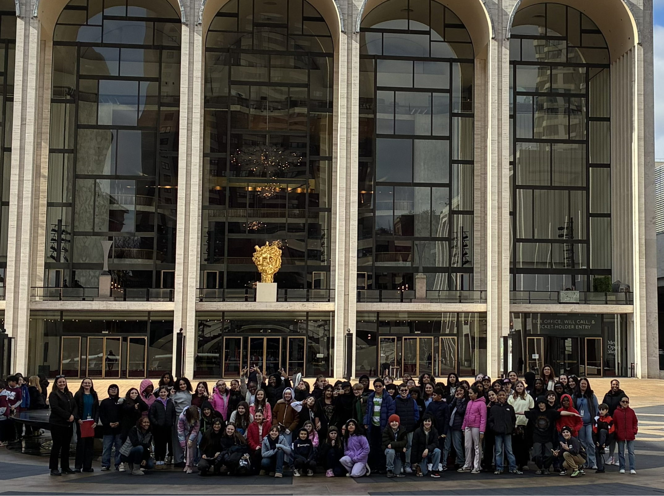 a group of RJK students in front of Lincoln Center