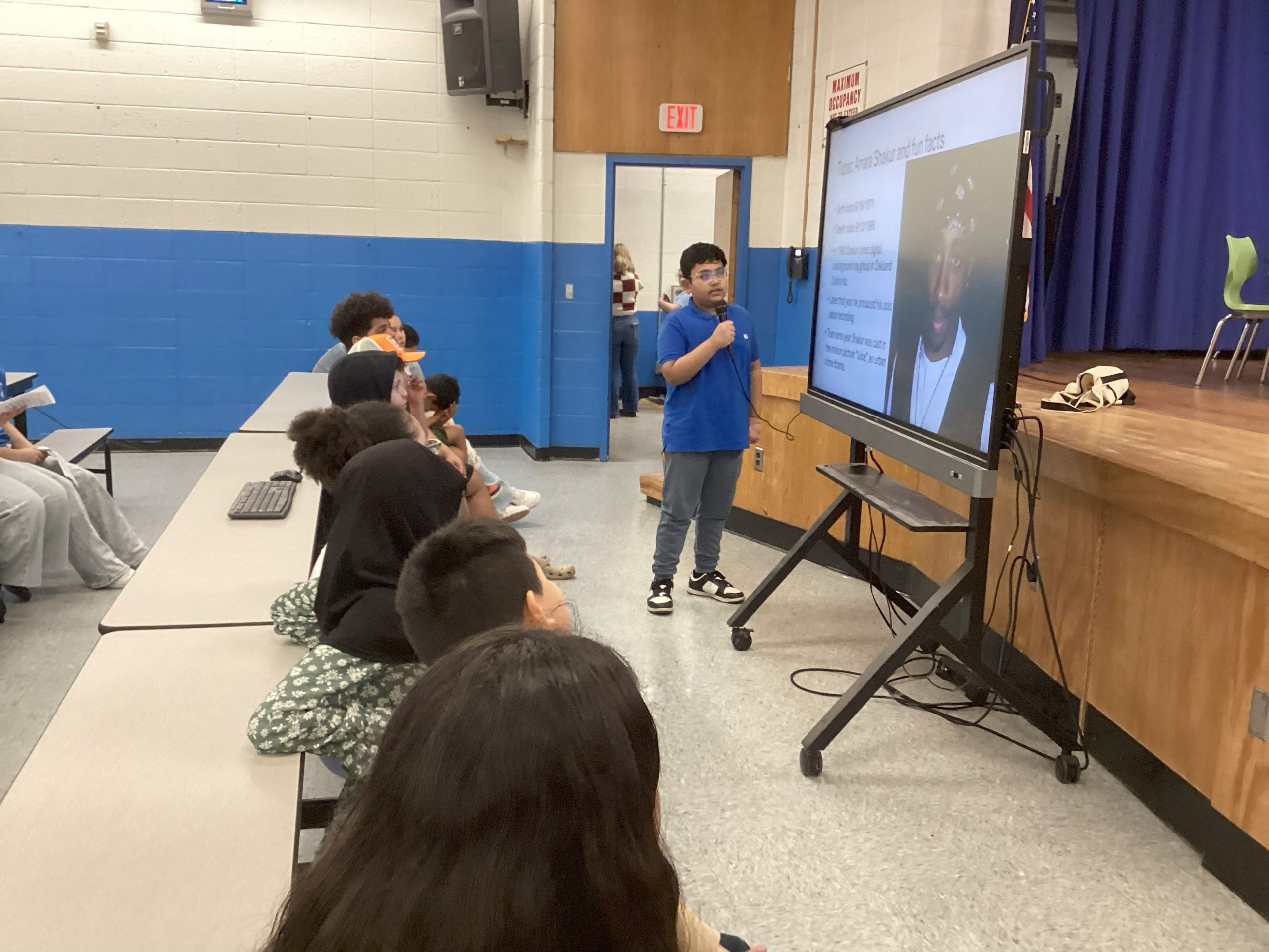 a student presents to his classmates