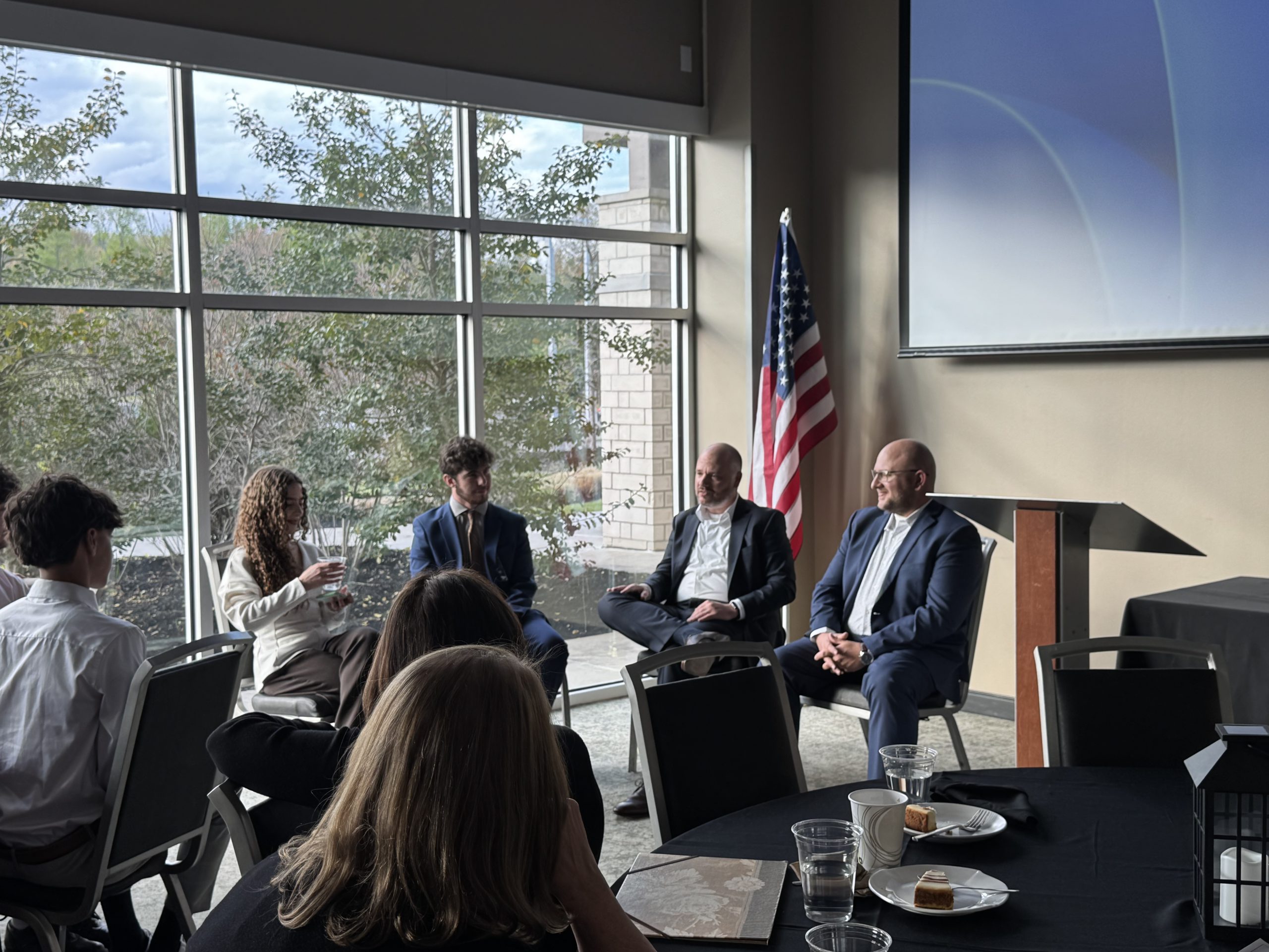 a group of students participate in a mock interview session