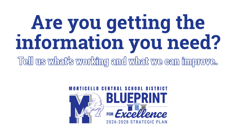 Text reads Are you getting the information you need? Tell us what's working and what we can improve